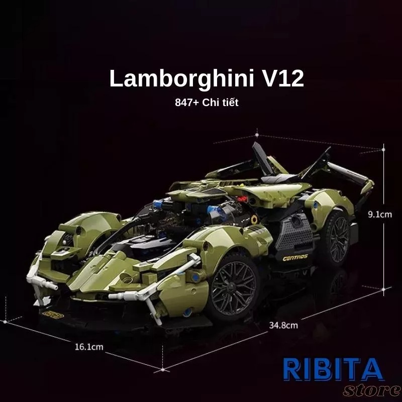 Mô hình lắp ráp kiểu LEGO siêu xe Lamborghini V12 - Sản phẩm chất lượng cao