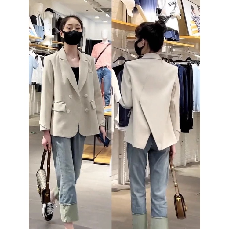 Bộ Đồ Vest Nhỏ Thời Trang Thanh Lịch Cho Nữ Áo khoác vest áo blazer nữ croptop đen bigsize dài tay 2 lớp tay ngắn dáng dài tay dài oversize kẻ set kem rộng