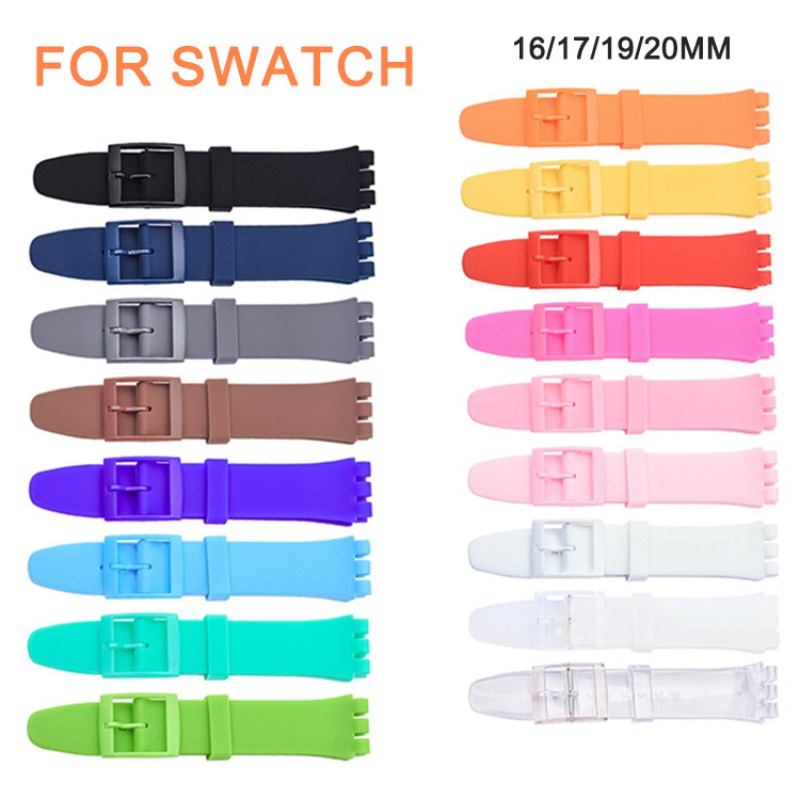 Dây Đeo Đồng Hồ Thay Thế Bằng Cao Su silicone Chống Nước Nhiều Màu Sắc Cho swatch 16mm 17mm 19mm 20mm