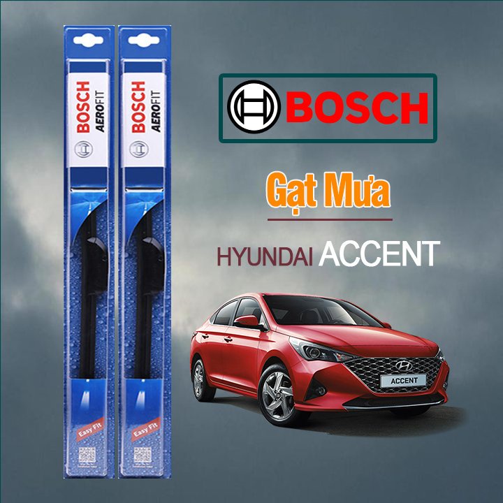 Gạt mưa xe Hyundai Accent thương hiệu Bosch Aerofit lưỡi silicon cao cấp chính hãng