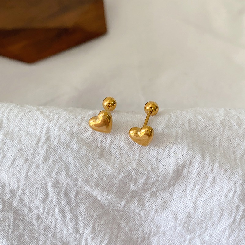 Khuyên Tai Xoắn Ốc Bằng Thép Titan Không Phai Màu Hình Cỏ Bốn Lá Đơn Giản Thời Trang