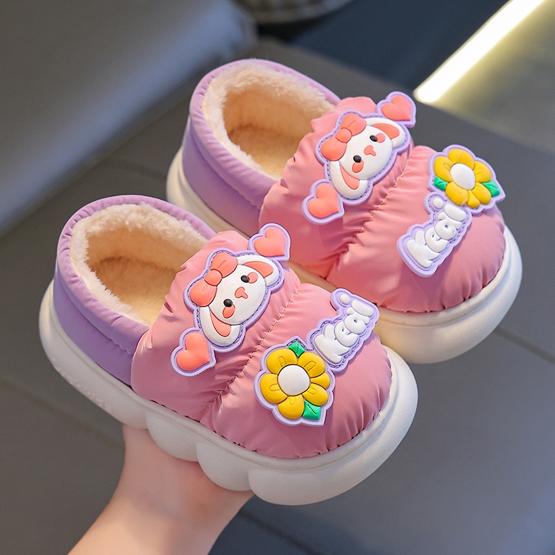 Dép cotton Lót Lông Cừu Giữ Ấm Chống Thấm Nước Cho Bé
