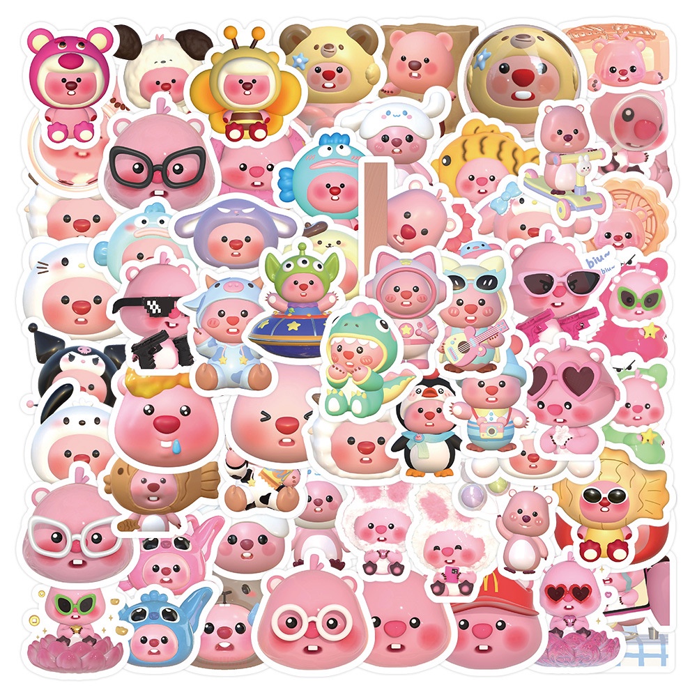 Bộ 100 Sticker loopy Miếng Dán Trang Trí Điện Thoại / Máy Tính / Tủ Lạnh / guitar / Vali / Mũ Bảo Hiểm Chống Thấm Nước Họa Tiết Hoạt Hình Dễ Thương diy