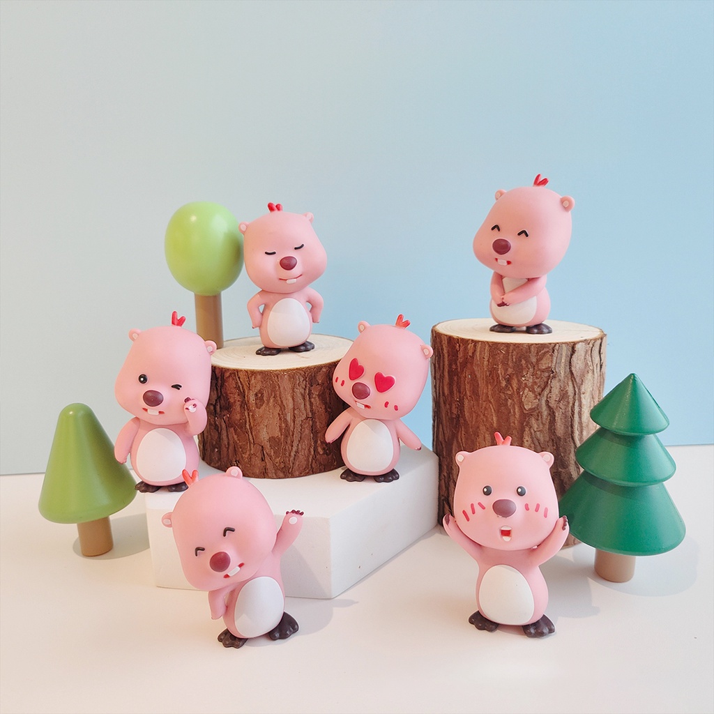 1 set 6 Đồ trang trí Nhân Vật anime pororo loopy Bằng pvc Dễ Thương Trang Trí Bàn Làm Việc