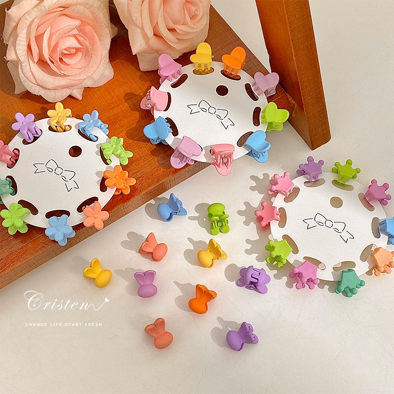 Set 10 Kẹp Tóc Nhỏ Hình Thỏ Và Hoa Nhiều Màu Sắc Dễ Thương Phong Cách Hàn Quốc Cho Bé Gái