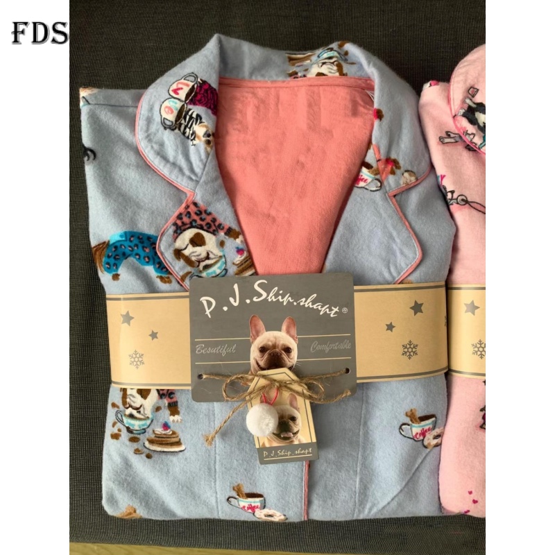 Fds Bộ Đồ Ngủ Tay Dài In Họa Tiết Hoạt Hình Dễ Thương Thời Trang Xuân Thu Cho Nữ