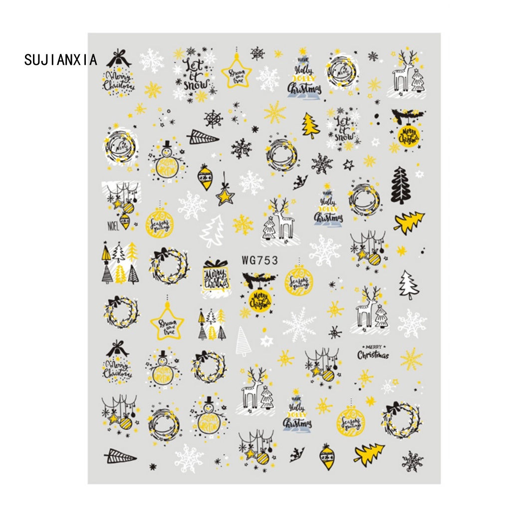 Giày Thể Thao sujianxia sujianxia Năng Động Hợp Thời Trang| Miếng Dán Móng Tay mini Tự Dính Không Phai Họa Tiết Tuyết Giáng Sinh Màu Trắng Dành Cho Bạn Gái diy