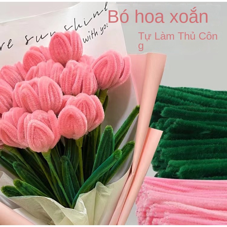 Bó Hoa tulip Xoắn Làm Thủ Công diy Đóng Gói Chất Liệu Giả Rễ Tóc đồ làm hoa kẽm nhung  dây kẽm nhung làm hoa kẽm nhung loại 1 lông dày dây kẽm nhung loại 1 hoa tulip kẽm nhung mắt thú len sợi kẽm nhung phấn tô hoa kẽm nhung chậu hoa kẽm nhung hoa hồng kẽm