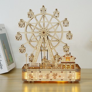 Đồ chơi lắp ráp bánh xe ferris 3d bằng gỗ ba chiều phát nhạc sáng tạo diy