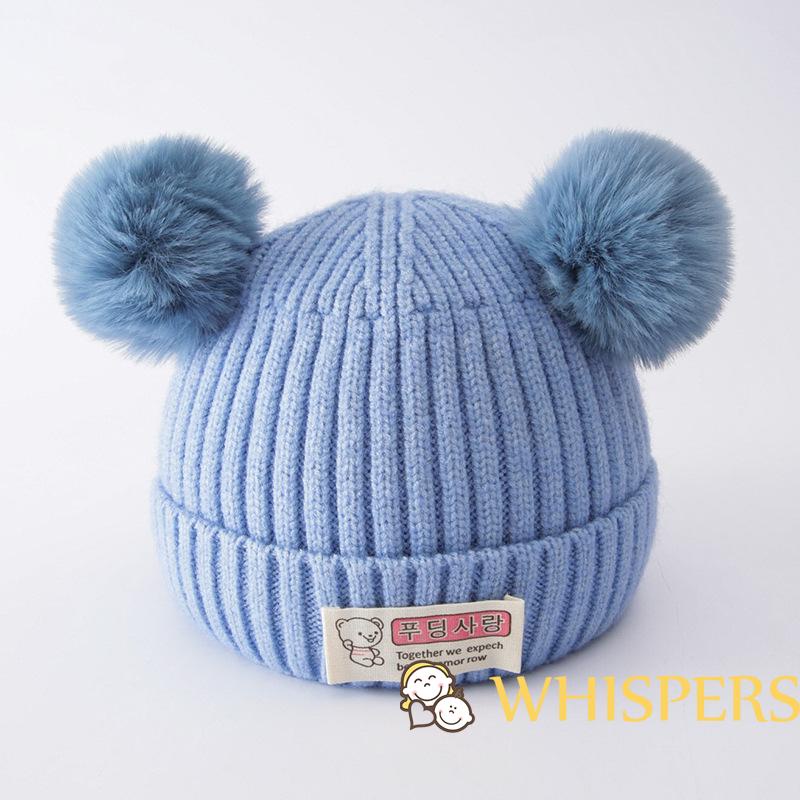 Whispers- Mũ beanie Giữ Ấm Hai Lớp Họa Tiết Chữ Cái Gấu Cho Bé Trai Bé Gái