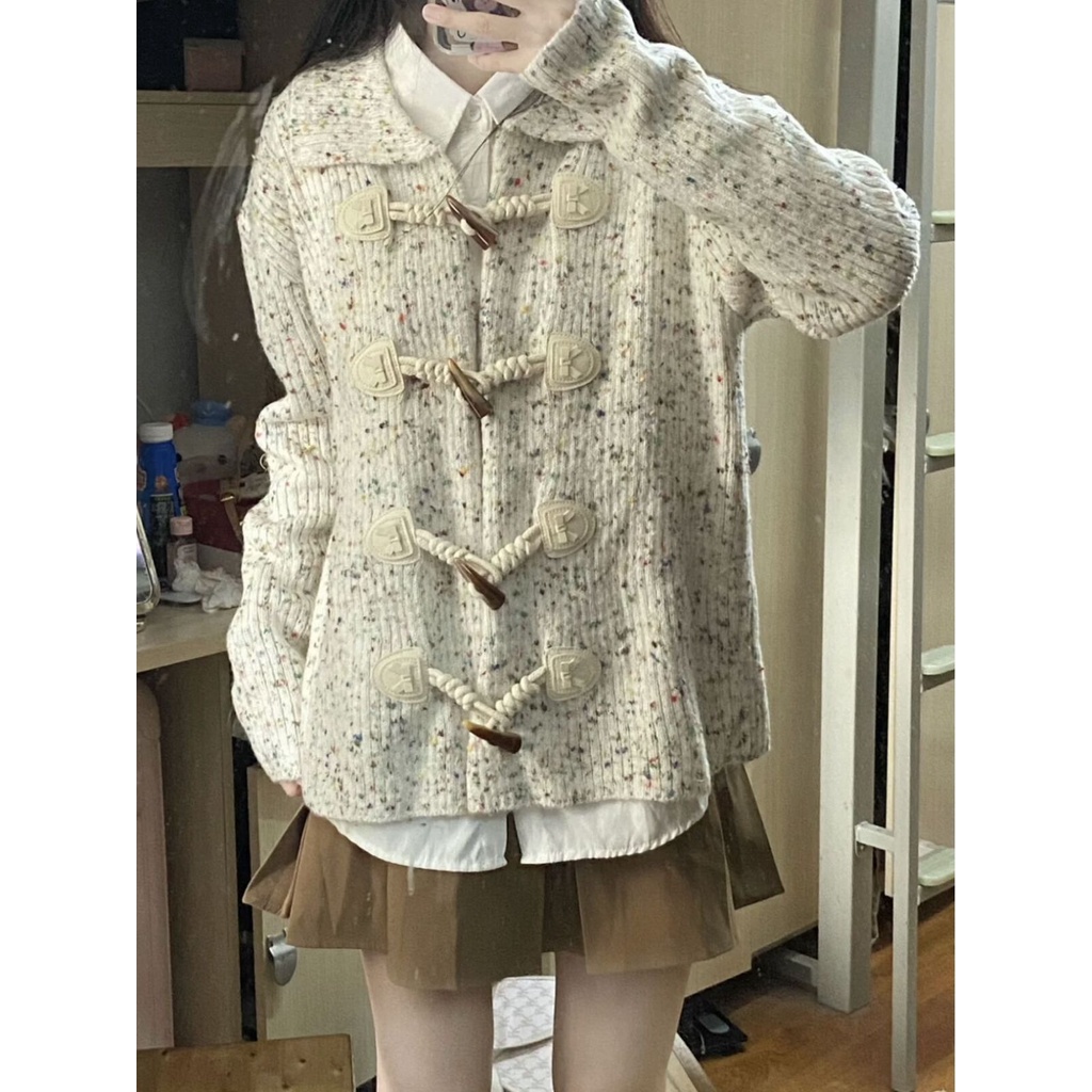 Áo Khoác cardigan Dệt Kim Tay Dài Dáng Rộng Đính Nút Nhiều Màu Sắc Thời Trang Cho Nữ
