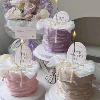 Dây ngọc trai tím hồng dài 2m dùng trang trí bánh kem