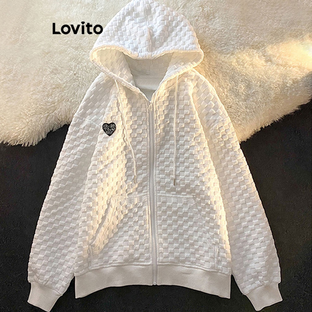 Áo khoác Lovito cơ bản trang trí màu trơn thường ngày cho nữ LNE21207