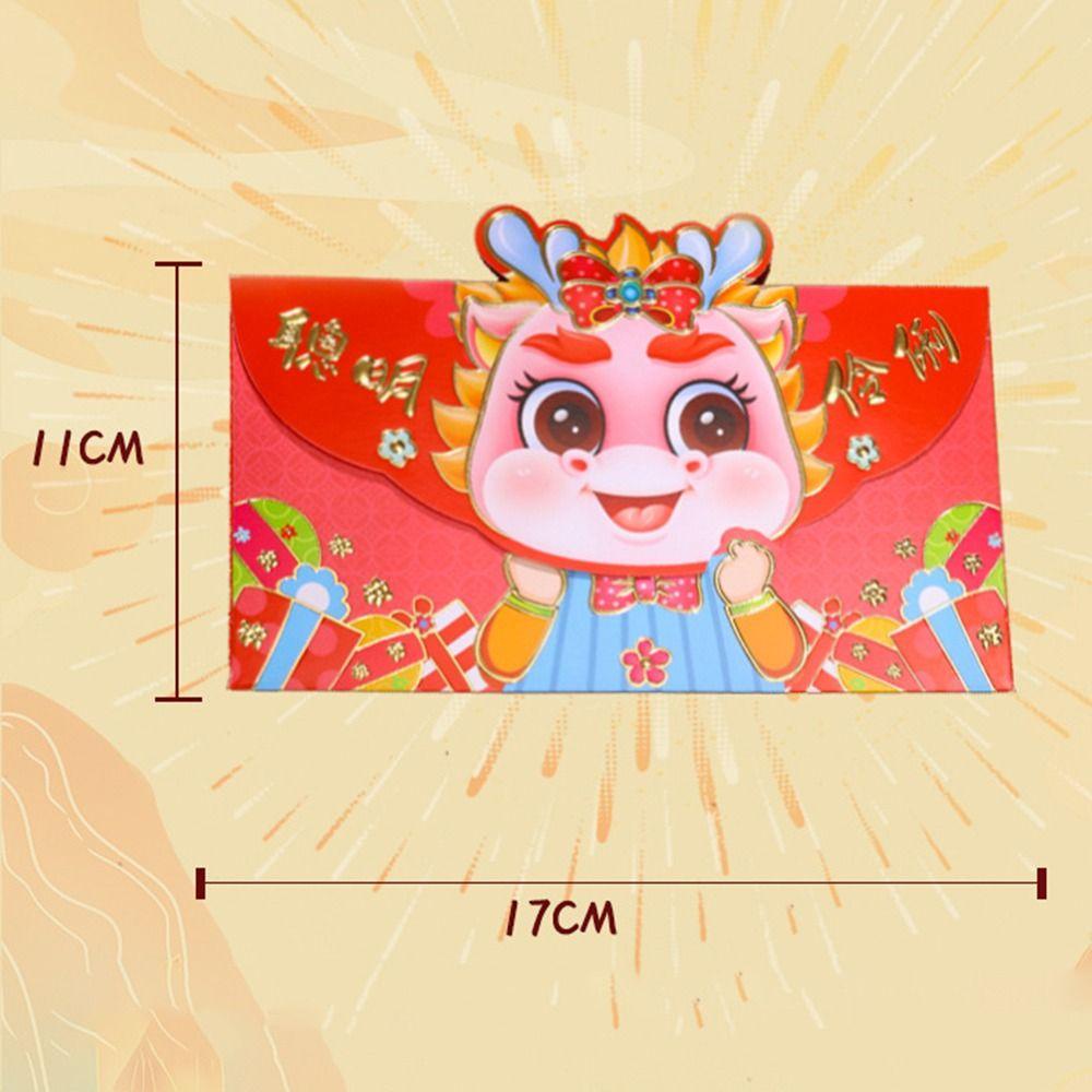 Btlimer Set 6 Bao Lì Xì Hình Rồng Đỏ Năm Mới Phong Cách Trung Hoa