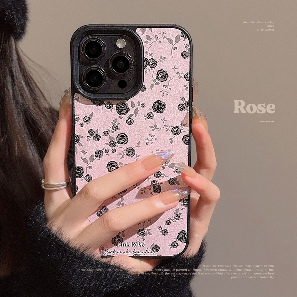 Ốp Điện Thoại tpu silicone Chống Rơi In Hình Hoa Hồng Đen Cho apple iphone 11 12 13 14 15 pro max plus