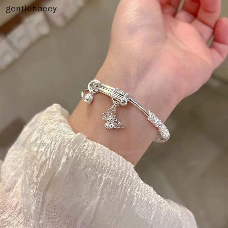Gent Vòng Tay Dạng Mở Hình Hoa Bướm Trái Tim Bằng Tre Có Thể Điều Chỉnh Góc Phong Cách Trung Hoa Thời Trang