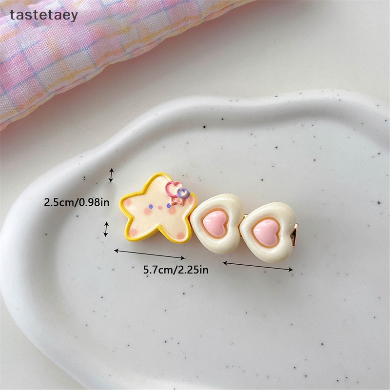 Kẹp Tóc Hình Ngôi Sao / Trái Tim / Chấm Bi Màu Kem Dễ Thương Thời Trang Cho Bé Gái