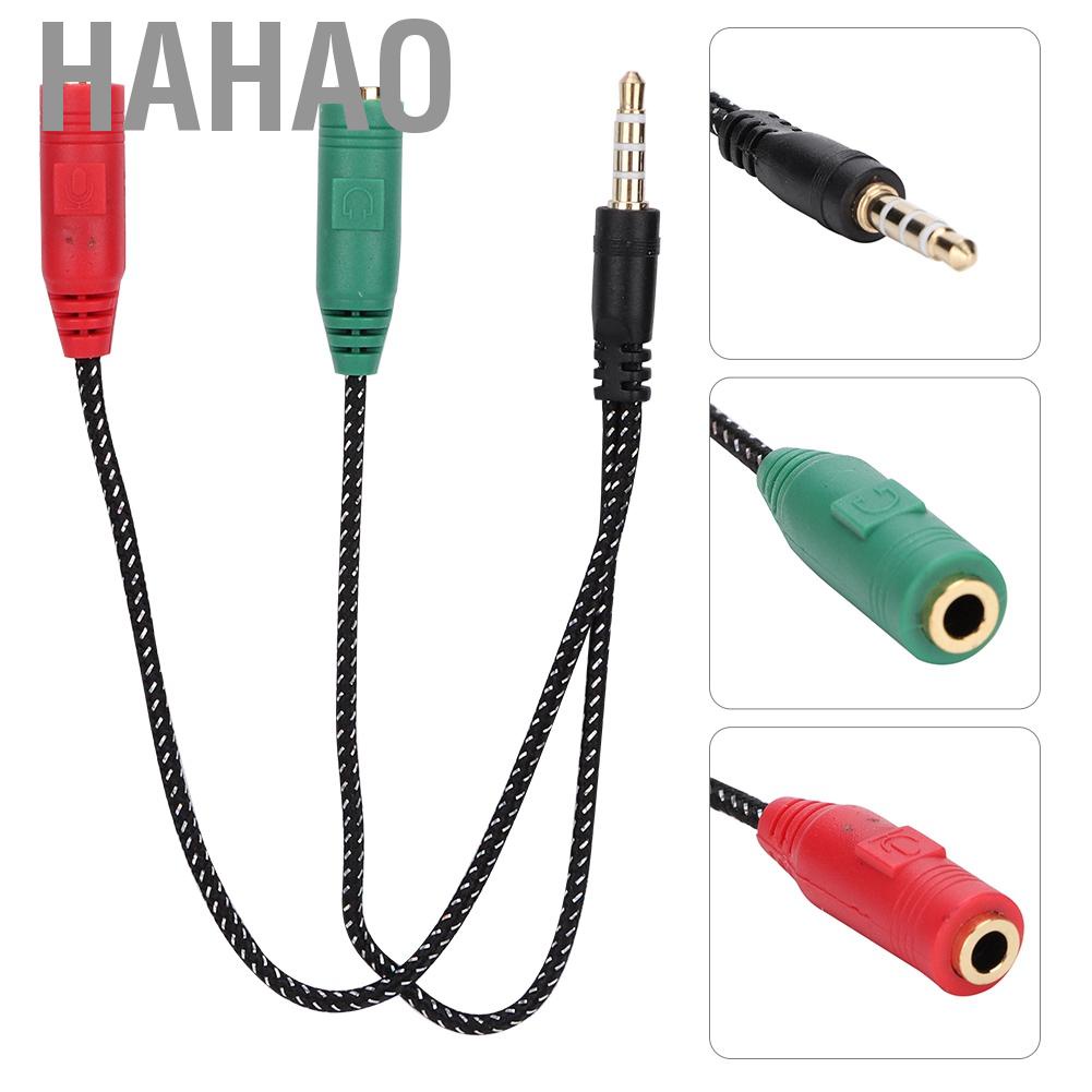 Hahao 3.5mm Double Earphone Microphone Adapter Headset Couple Audio Splitter