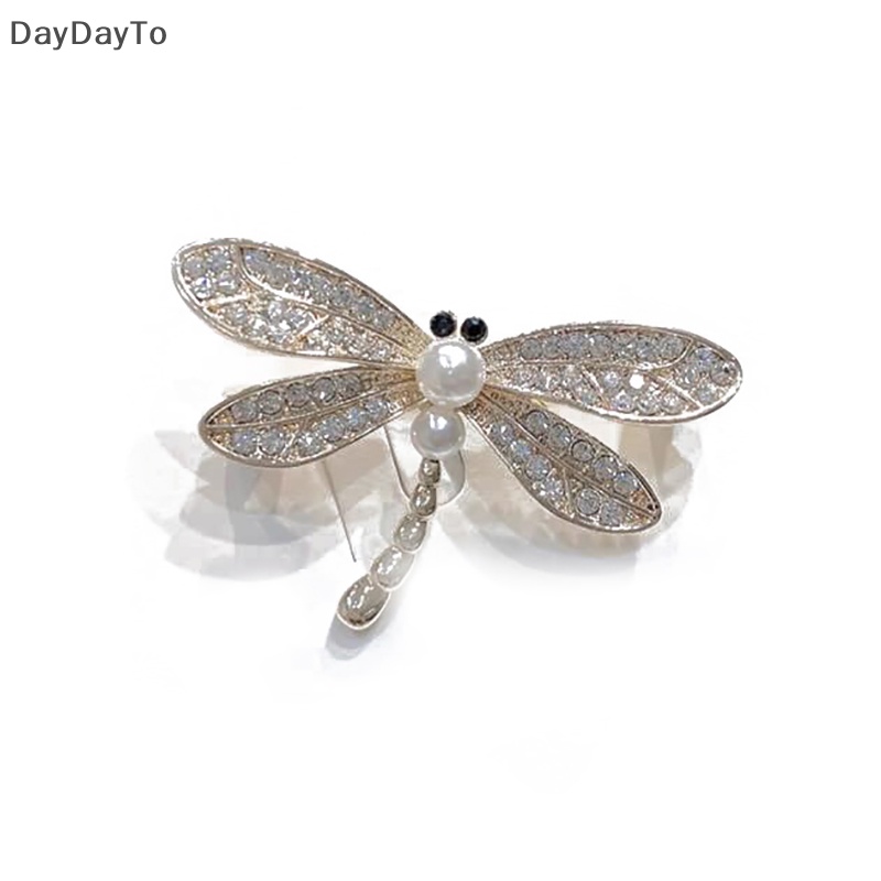 Daydayto Trâm Cài Áo Hình Chuồn Chuồn Đính Ngọc Trai Pha Lê Lấp Lánh Phong Cách vintage Cho Nữ vn