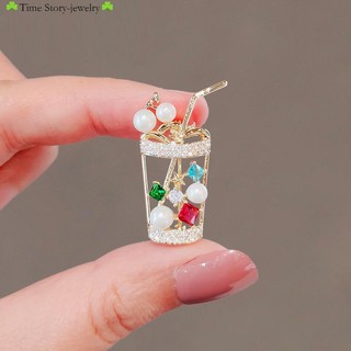Trâm cài chống lạc ánh sáng nữ vàng sáng tạo tách trà sữa bán buôn trâm cài cao cấp bộ đồ nữ,  ghim cài quần