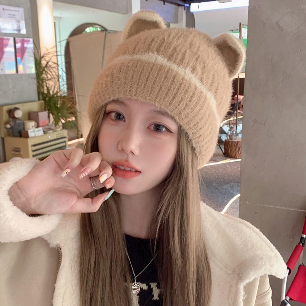 1 Mũ Len Tai Mèo Xinh Xắn Giữ Ấm Cho Nữ