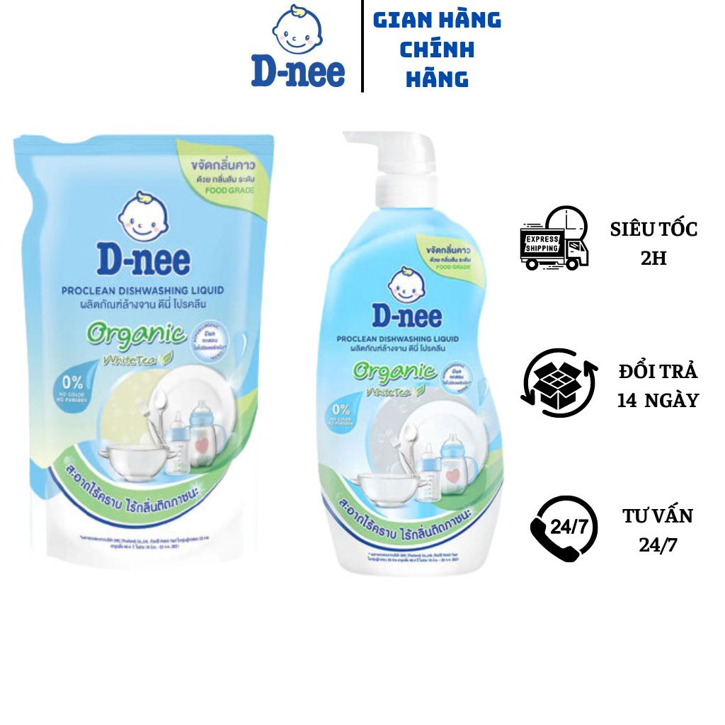 Nước Rửa Bình/Xúc Bình Sữa Dnee Thái Lan 600ML/500ML - Mẫu Mới - Hàng Chuẩn Thái Lan