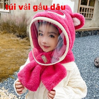 Mũ len lông cừu trùm đầu kèm kính chắn gió bụi mũ