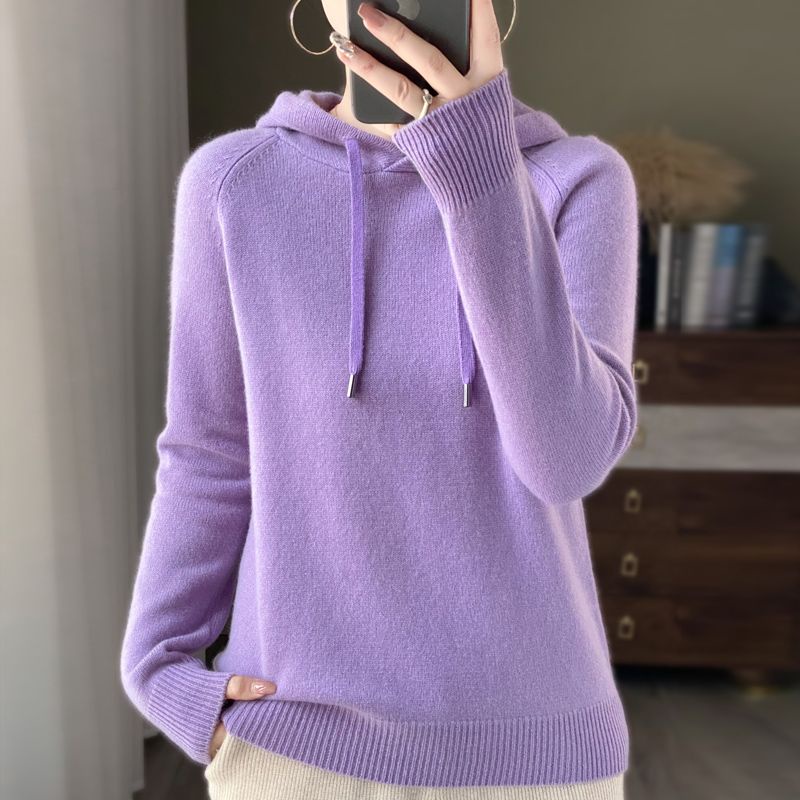 Áo Hoodie Dệt Kim Dày Dáng Rộng Thời Trang Thu Đông Phong Cách Mới Cho Nữ