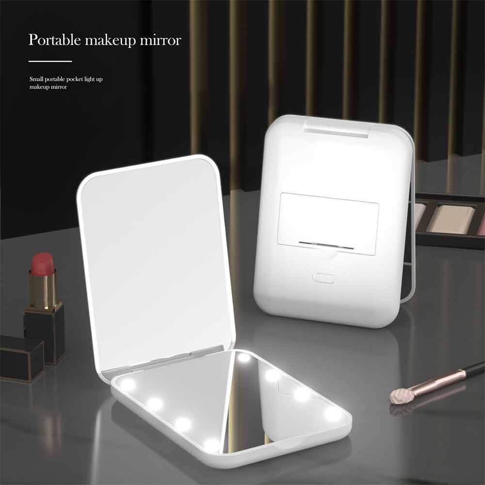 Mini Portable LED Makeup Mirror Foldable Lighting Makeup Flip Beauty Makeup Mirror Travel