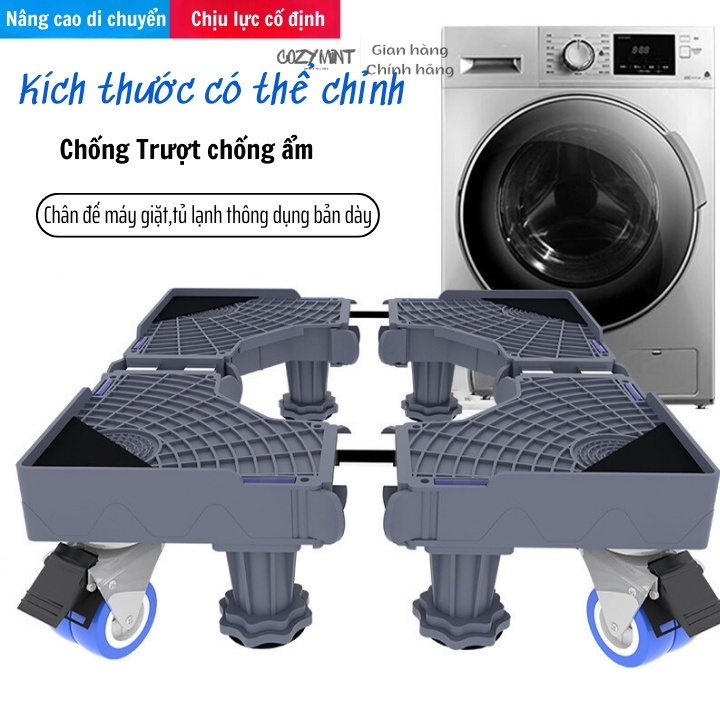 Chân đế kê tủ lạnh Giá đỡ máy giặt 8 trụ đứng 4 bánh Tuỳ chỉnh độ cao Linh hoạt kích cỡ di chuyển dễ  Gia dụng CozyMint