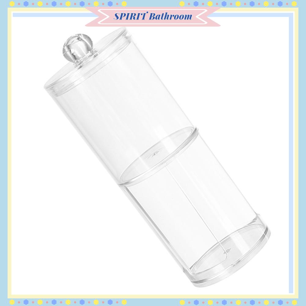 SPIRIT Bathroom Dụng cụ giữ tăm bông bằng nhựa trong suốt 2 lớp cho phòng tắm ngủ