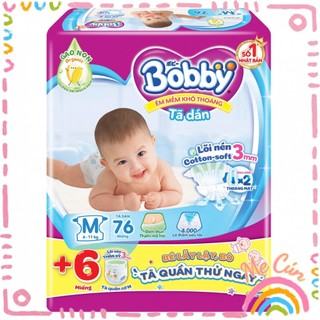Tã dán Bobby S80, M76, L68, XL62, XXL56 mẫu mới Gạo non