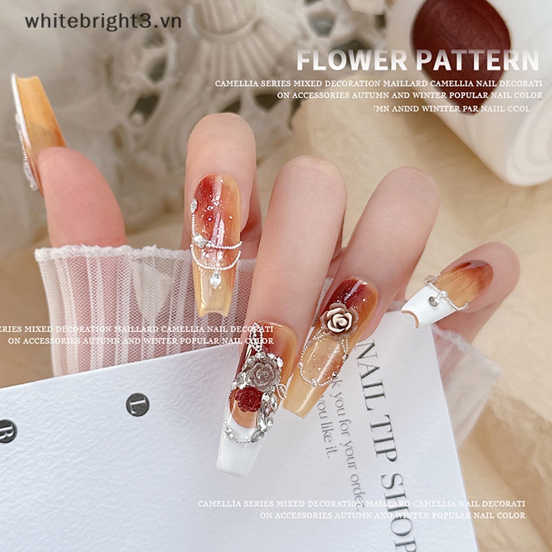 Set 50 Hạt Nhựa resin Hình Hoa Trà Đính Móng Tay Thời Trang Thu Đông