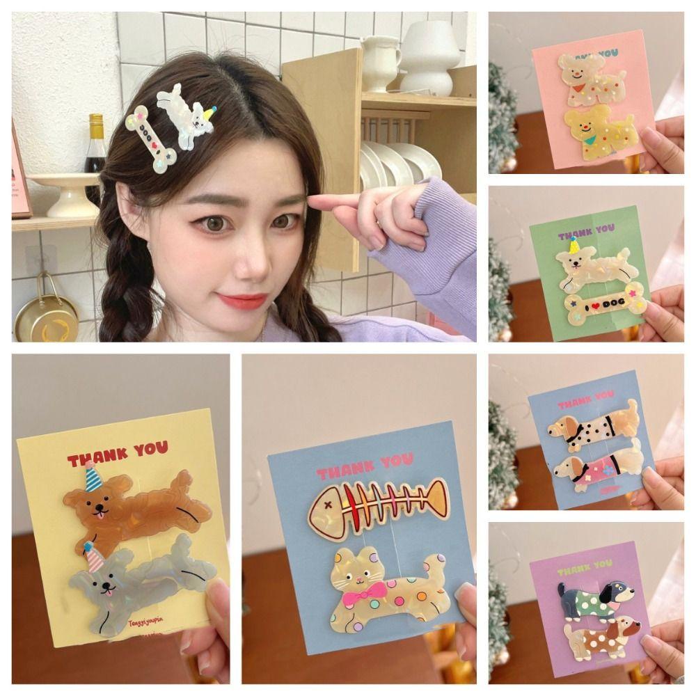 Daron1 Cặp Kẹp Tóc mini Hình Thú Hoạt Hình Dễ Thương Cho Bé