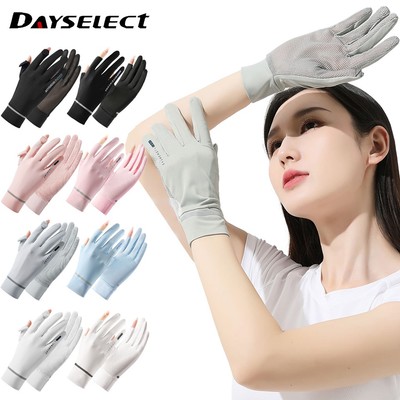 1 Đôi Găng Tay Chống Nắng upf50 + Bằng Lụa Lạnh Co Giãn Thoáng Khí Chống Tia uv Thời Trang Mùa Hè Cho Nữ