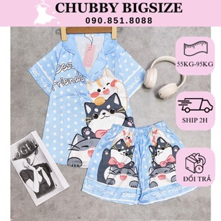 Bộ pijama lụa đùi bigsize 50-95kg bd04