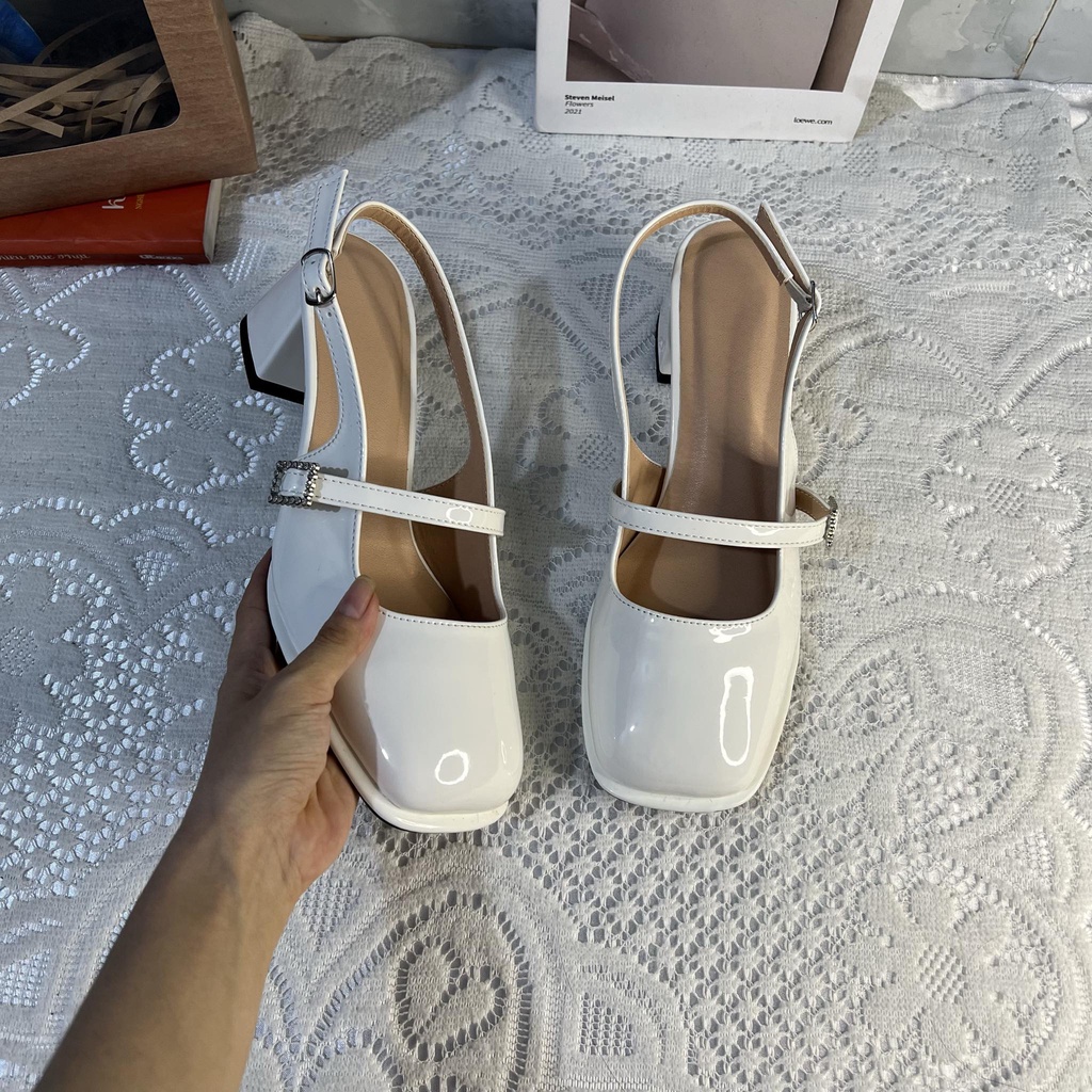 Giày cao gót mũi vuông bigsize tiểu thư cao 5 cm size 40-44