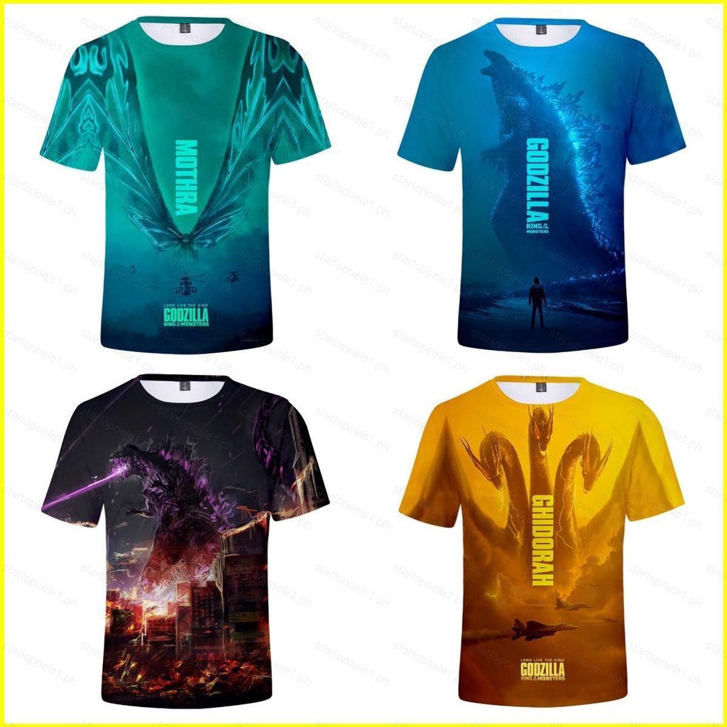 Yyds Áo Thun unisex Tay Ngắn In Hình Quái Vật godzilla 3d Thời Trang