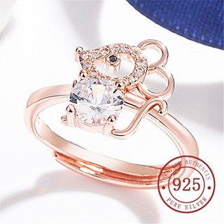 Nhẫn hở mạ bạc 925 hình chuột 1 karat xinh xắn