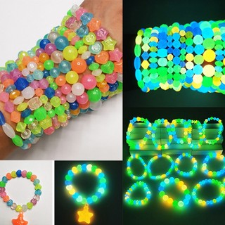 Set 50 hạt nhựa tròn dạ quang 6 / 8 / 10mm làm vòng tay diy
