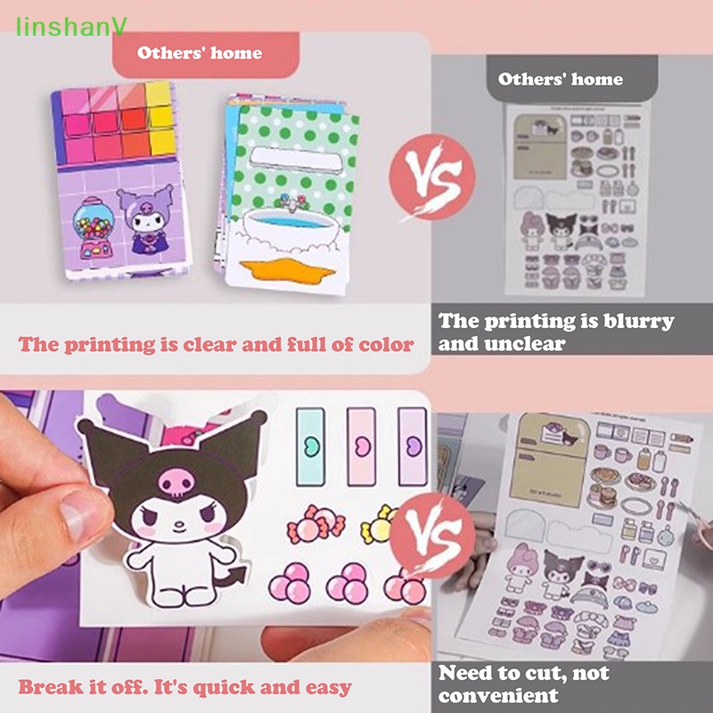 Đồ Chơi Sách Hoạt Hình Kuromi mereti Tự Làm Không Cần Cắt Cho Trẻ Em