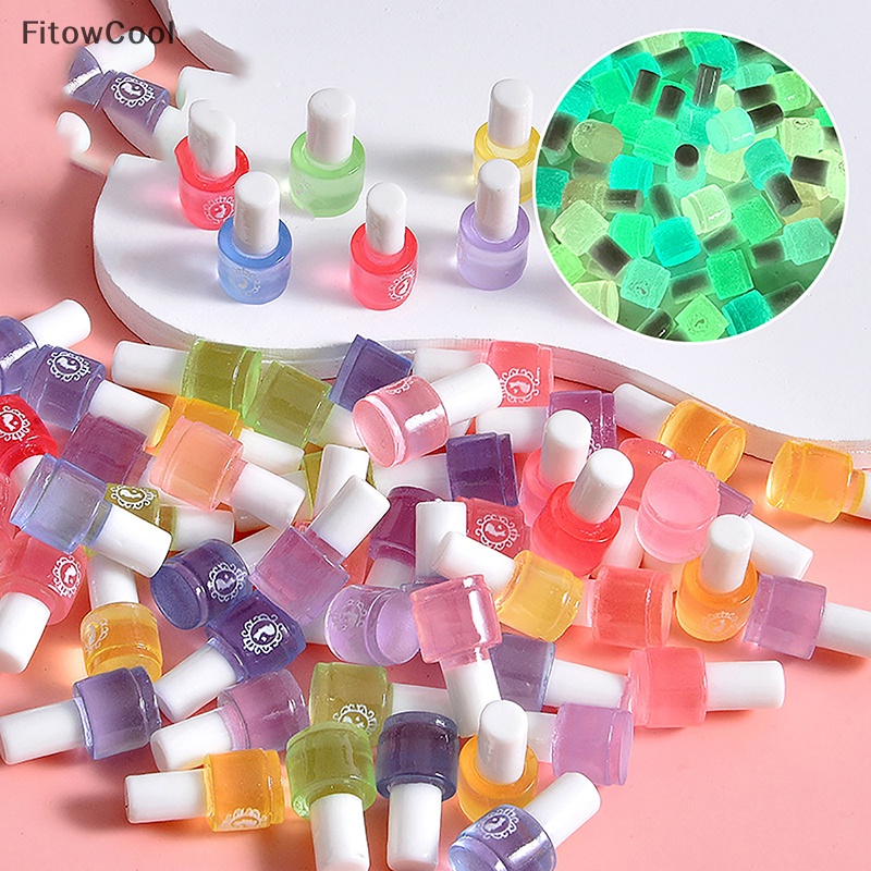 Fcvn Set 5 Lọ Sơn Móng Tay resin Dạ Quang Thủ Công diy qdd