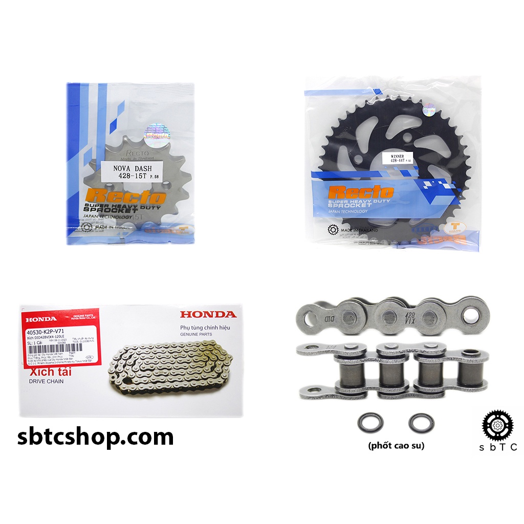 NSD Nhông dĩa Recto sên DID phốt cao su 428VIX4 Winner Sonic chính hãng