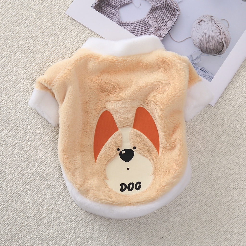 Áo hoodie Vải Bông Ấm Áp Họa Tiết Mặt Động Vật Dễ Thương Thời Trang Thu Đông Cho Thú Cưng