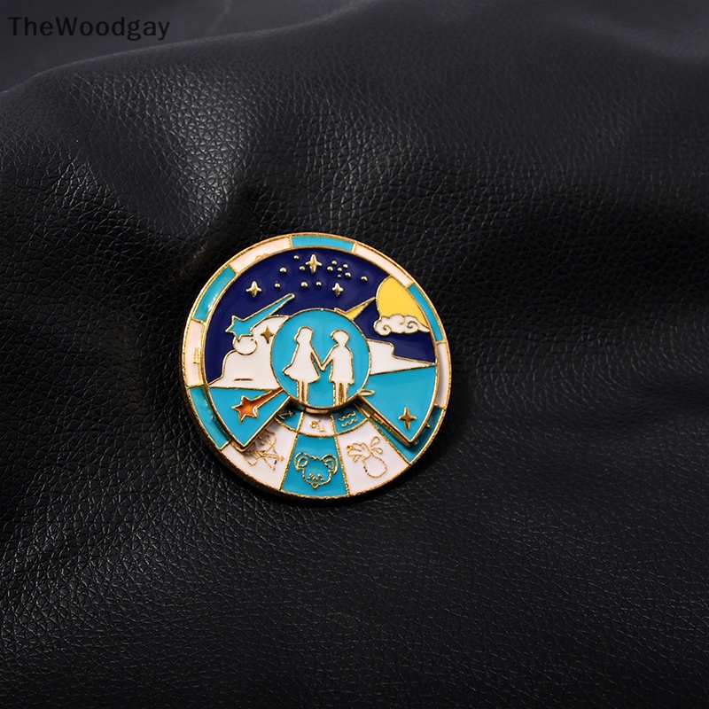 Ghim Cài Áo Bằng Kim Loại Hình Cung Hoàng Đạo Hai Lần Có Thể Xoay Được Dành Cho Cặp Đôi