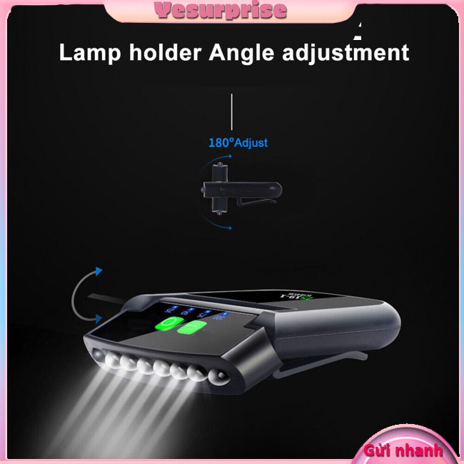 Yesurprise Đèn Pha led Siêu Sáng Có Kẹp Gắn Mũ Lưỡi Trai Dùng Khi Đi Câu Cá Ban Đêm
