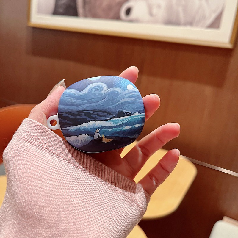 Vỏ Bảo Vệ Hộp Sạc Tai Nghe xiaomi redmi buds 4 lite Hình Hoa Sơn Dầu Kèm Móc Treo Tiện Dụng