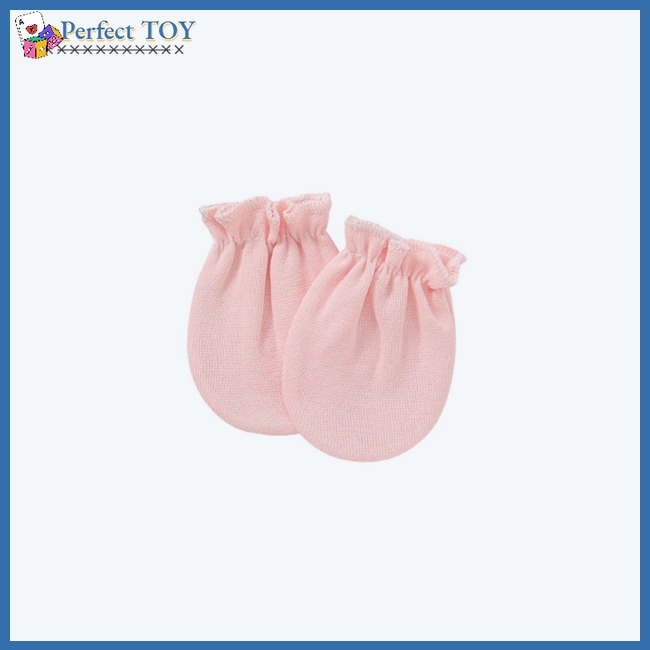 Psf set Mũ Và Găng Tay cotton Một Lớp Chống Trầy Xước Màu Trơn Cho Bé Trai Sơ Sinh