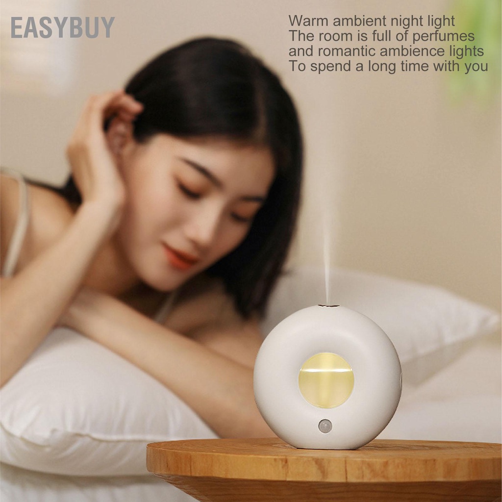 Easybuy Máy Khuếch Tán Hương Thơm Mini Donut Tinh Dầu Phun Tạo Độ Ẩm Sạc USB Cảm Biến Thông Minh