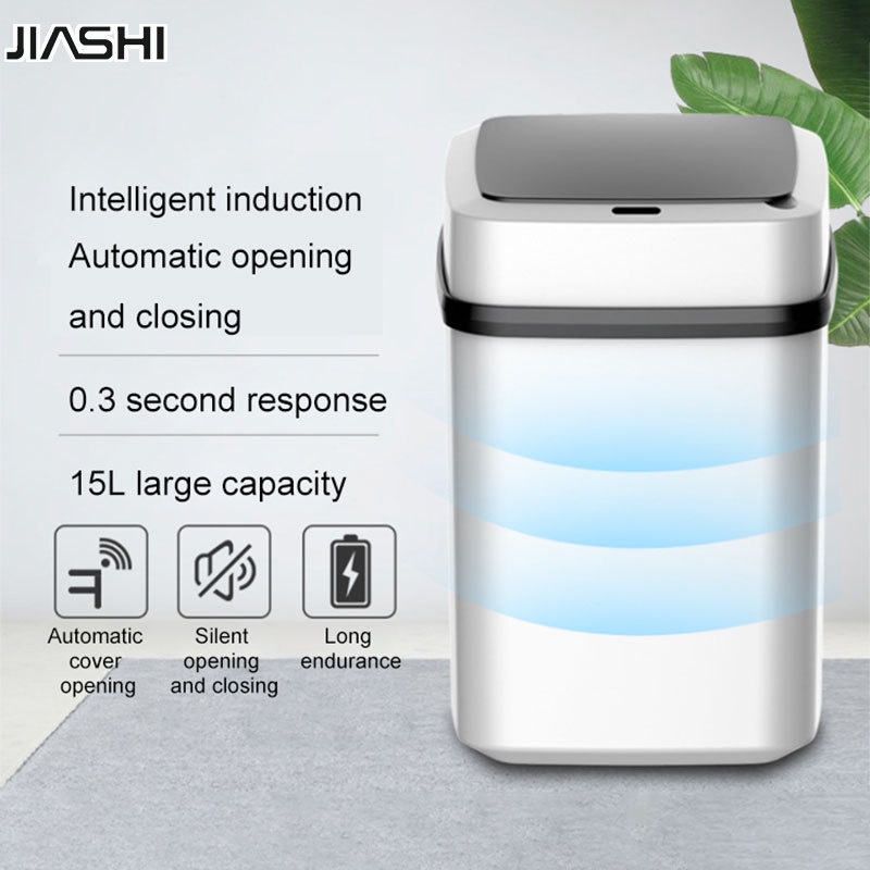 JIASHI Thùng Rác Cảm Biến Thông Minh Có Nắp Đậy Sử Dụng Trong Nhà Tắm / Nhà Bếp